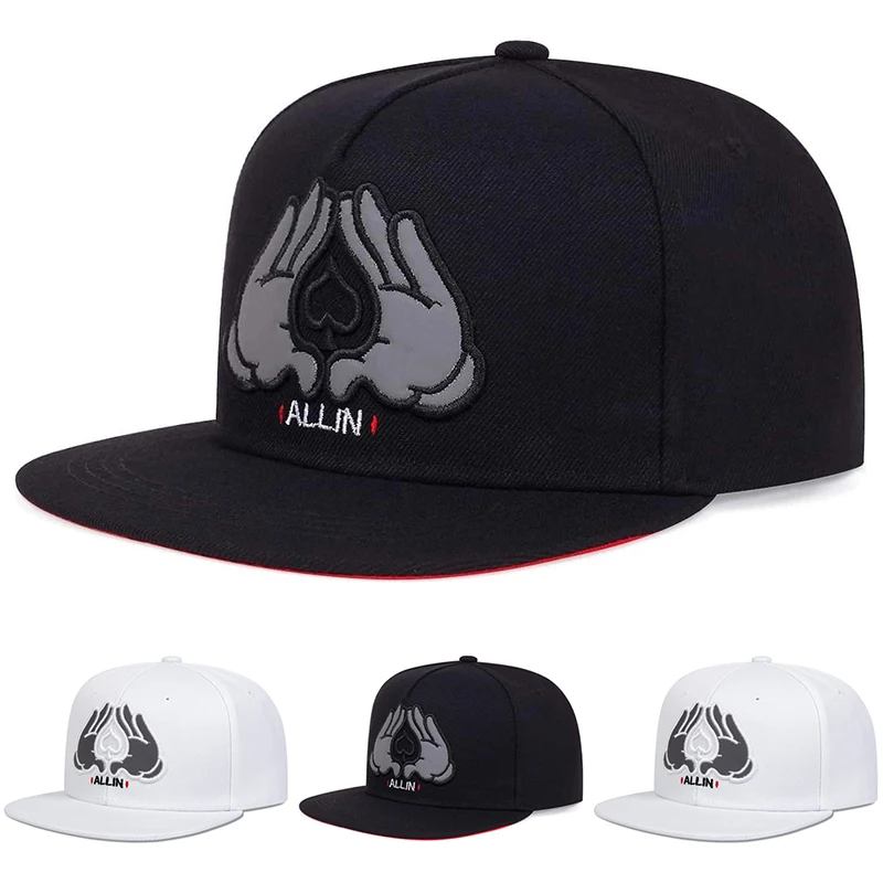 

2025 Fashion New Two Hand Peach Heart Embroidered Street Hip Hop Hat Outdoor Sports Sunshade Hat Unisex Flat Edge Baseball Hat