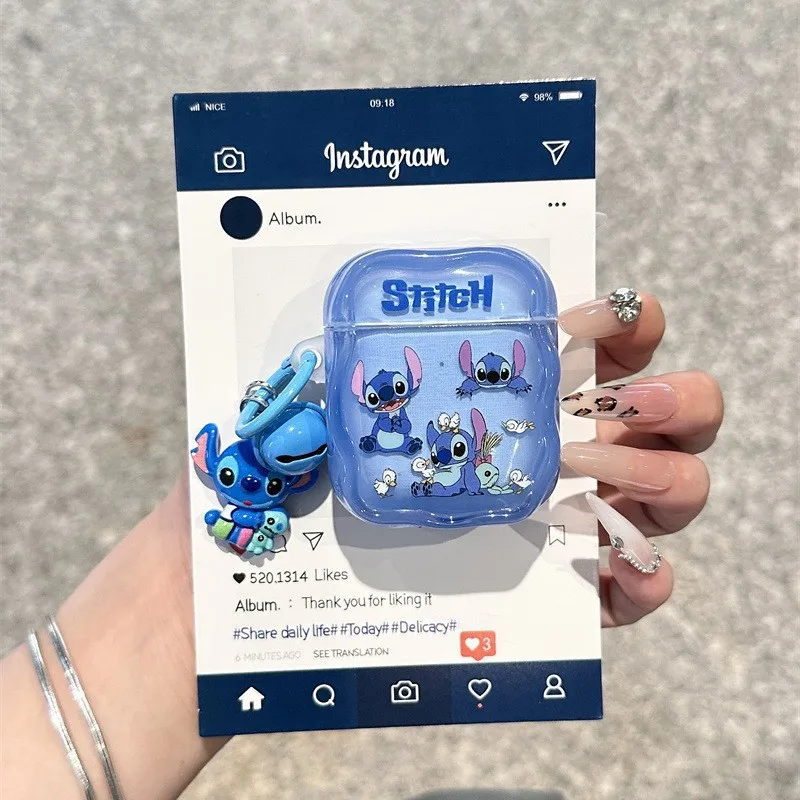 ديزني غرزة الكرتون حقيبة سماعة الاذن مع قلادة ل Airpods 4 3 2 1 Pro Pro2 أنيمي لينة مكافحة قطرة قذيفة لطيف الغطاء الواقي #4