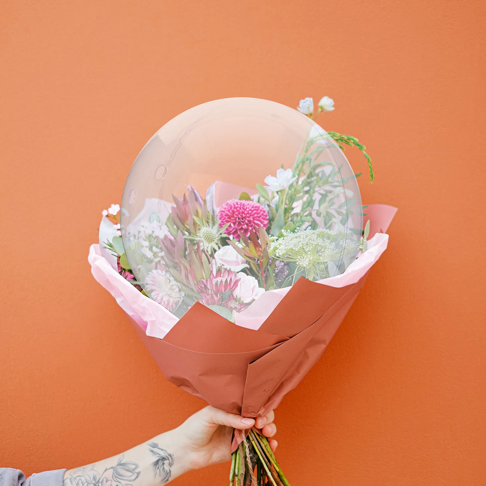 

2Pcs Clear Acrylic Balls Fillable Transparent Bouquet Packaging Sphere Flower Holder Support Rack for Weddings Birthdays