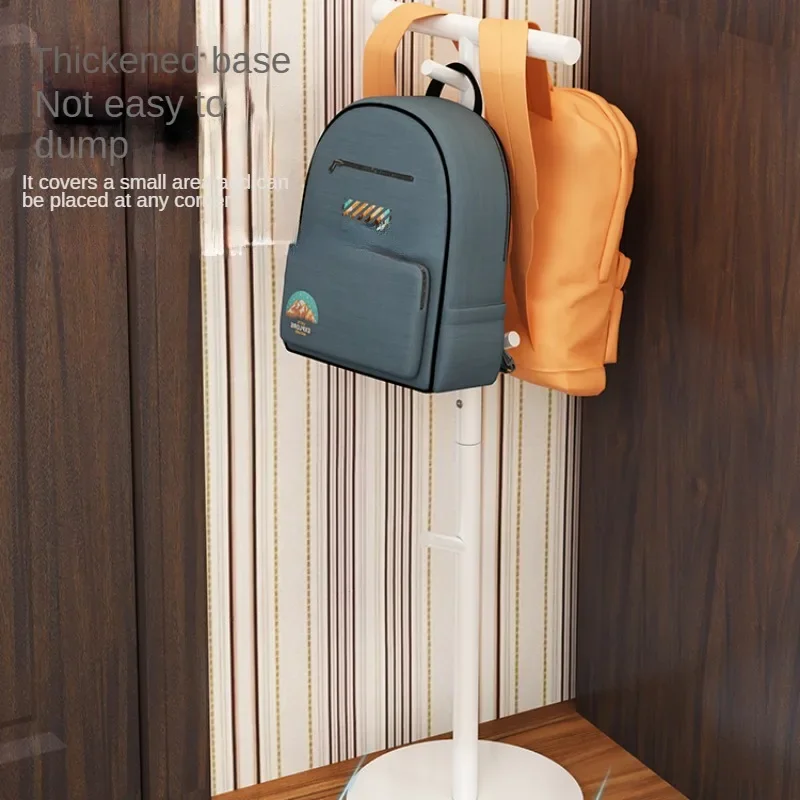 Children's Book Bag Rack Backpack Hanging Rack Home Coat Stand Floor Single Rod Desk Side Hanging Bag Shelf Practical Storage