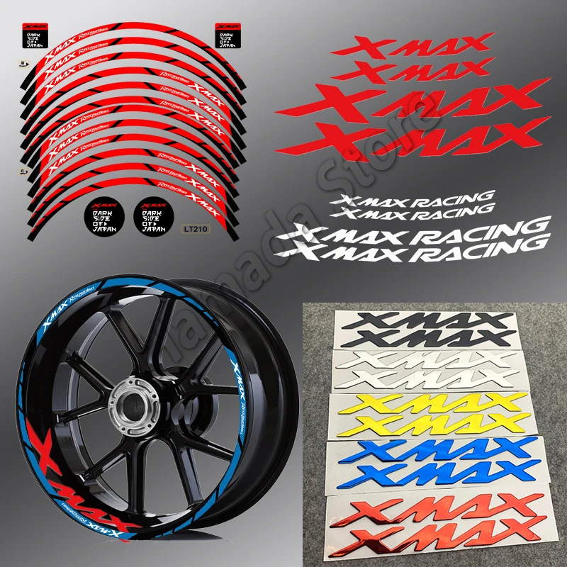 For Yamaha  Xmax 125 250 300 Xmax300 Motorcycle Wheel Reflective Sticker Scooter Rim Decal Stripe Tape  Waterproof Accessories