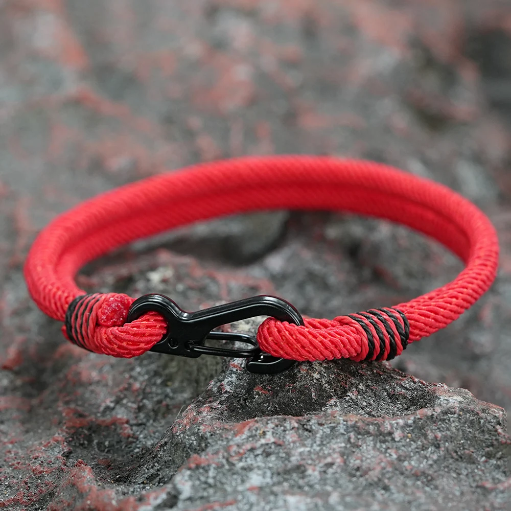 Herren Outdoor Kordel-Armband Doppelstrang Geflochtenes Seil-Armband mit Karabinerhaken Handgefertigter Überlebens-Camping-Sport-Schmuck Pulseria – Detail 5