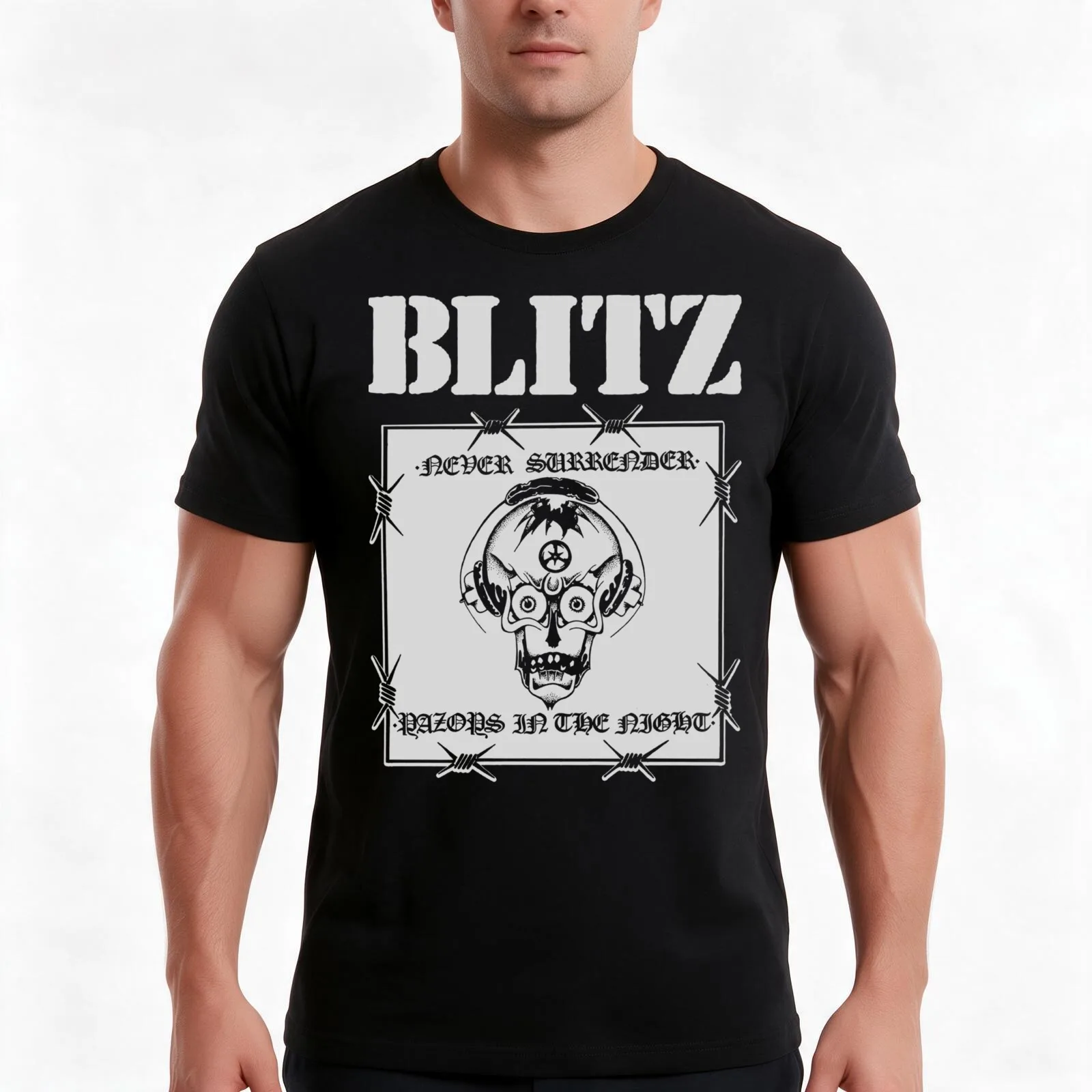 Blitz - Razors in the Night - Never Surrender - Punk UK Skinhead Men T Shirt man t shirts cotton