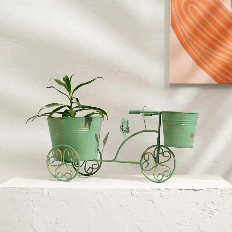 

Decorative Green Patina Flower Pot Holder-16.5x7x7.5