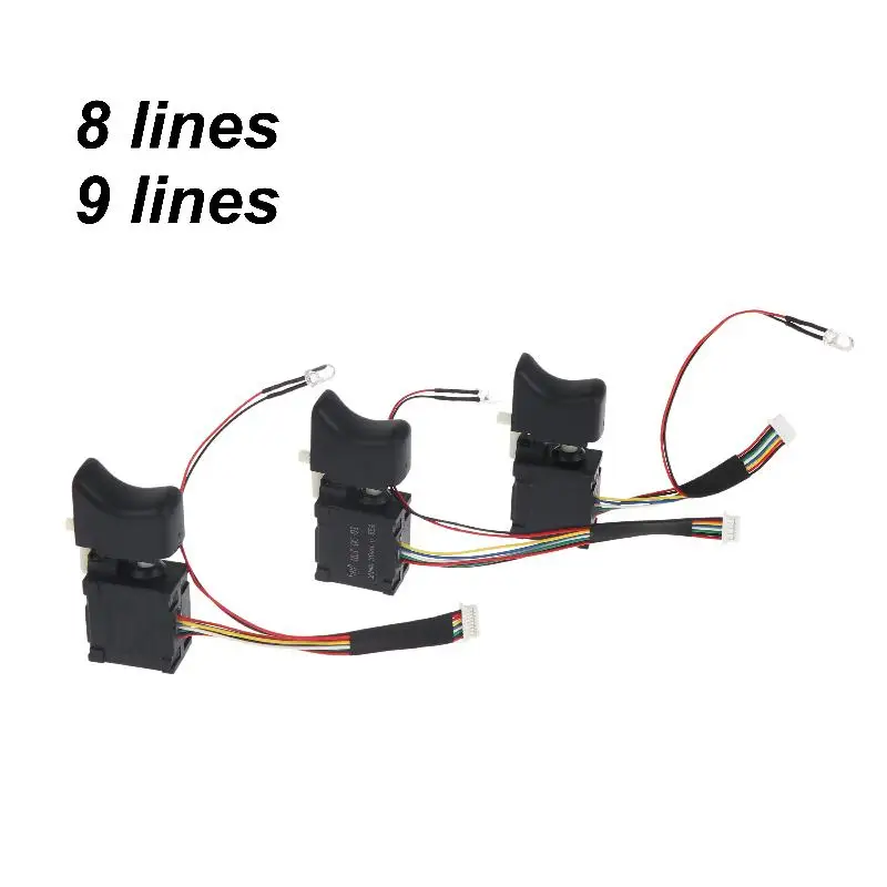 1Pcs Cordless Drill Speed Control Brushless Push Button Trigger Electric Drill Switch With Small Light Power Tool Parts