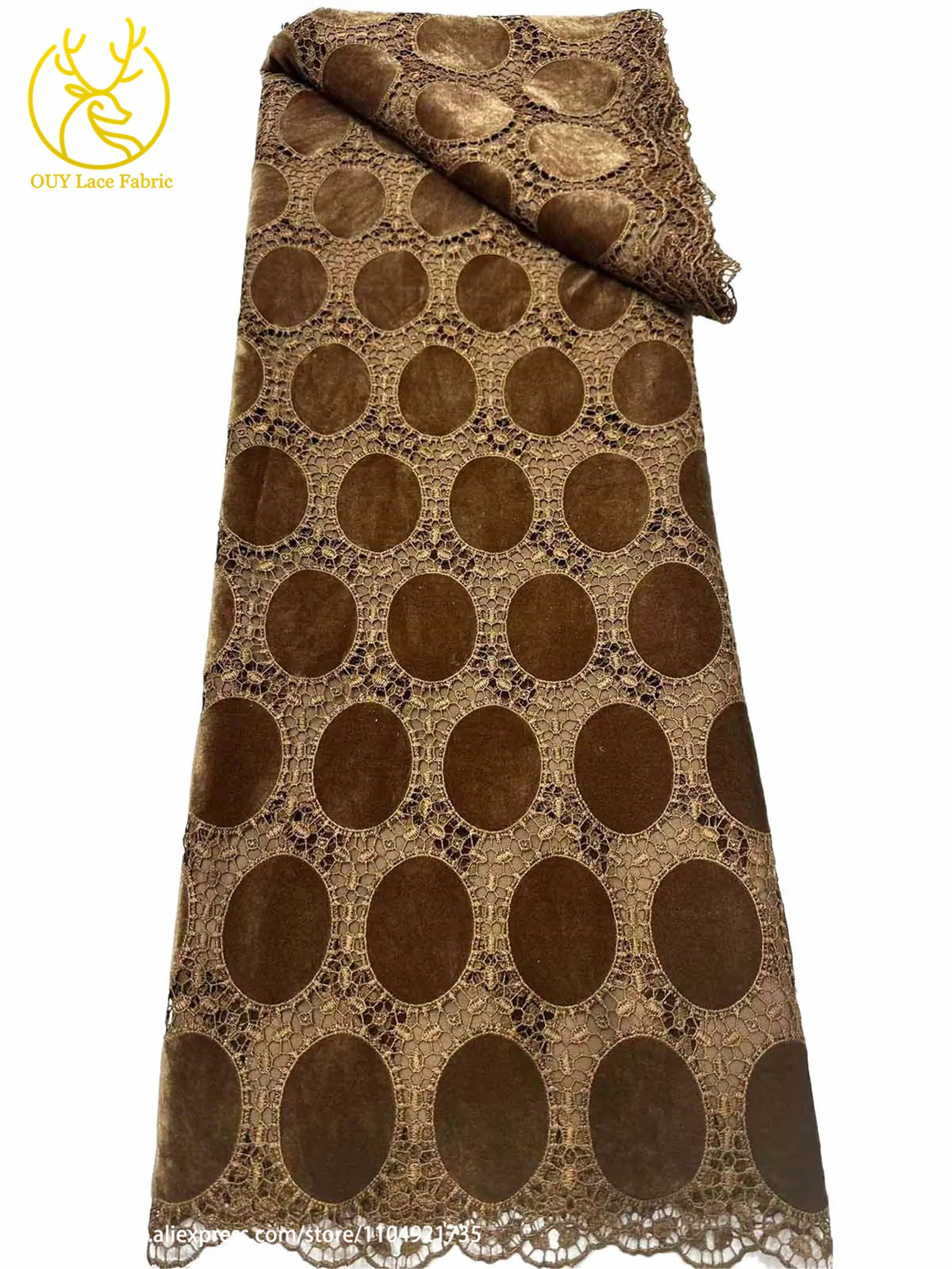 Luxuriöses, meistverkauftes Damen-Partykleid 2026, hochwertiger afrikanischer Samt-Guipure-Spitzenstoff, französischer lasergeschnittener Tüll-Spitzenstoff – Detail 15