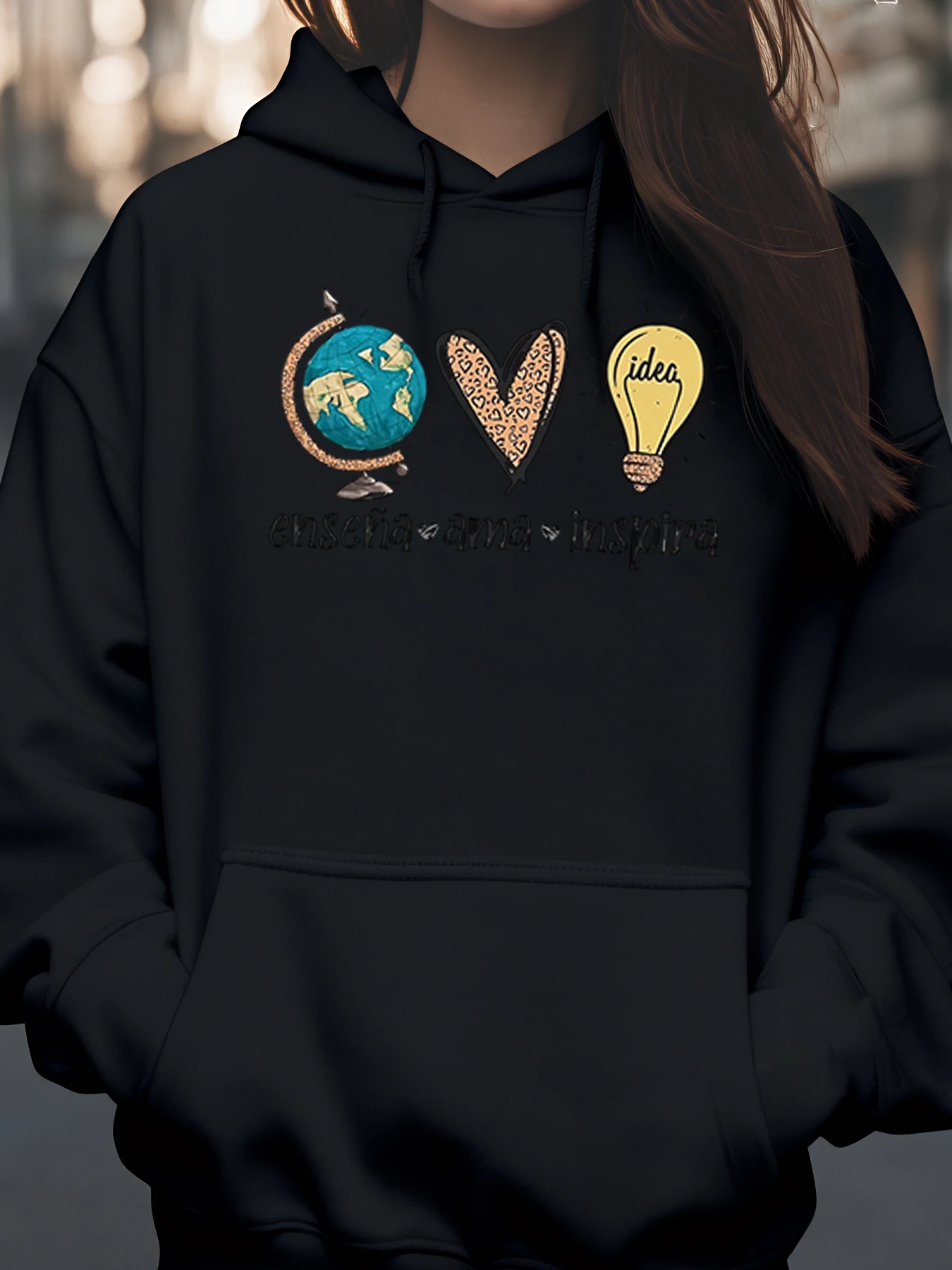 

Толстовка с принтом Earth Heart Lightbulb Idea для женщин, повседневная одежда, повседневная одежда