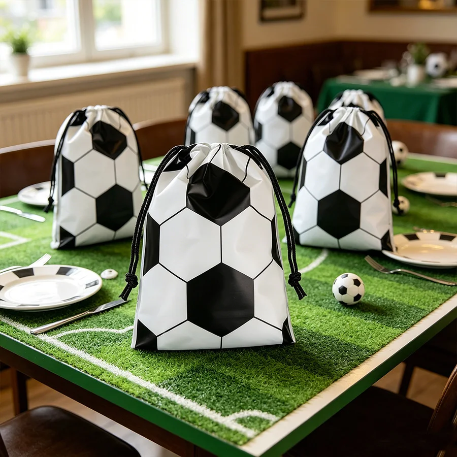 20/50 Stück Fußball-Party-Geschenktüten mit Kordelzug, Sportthema Geburtstags-Geschenktüten, Team-Feier Deko-Zubehör – Detail 1