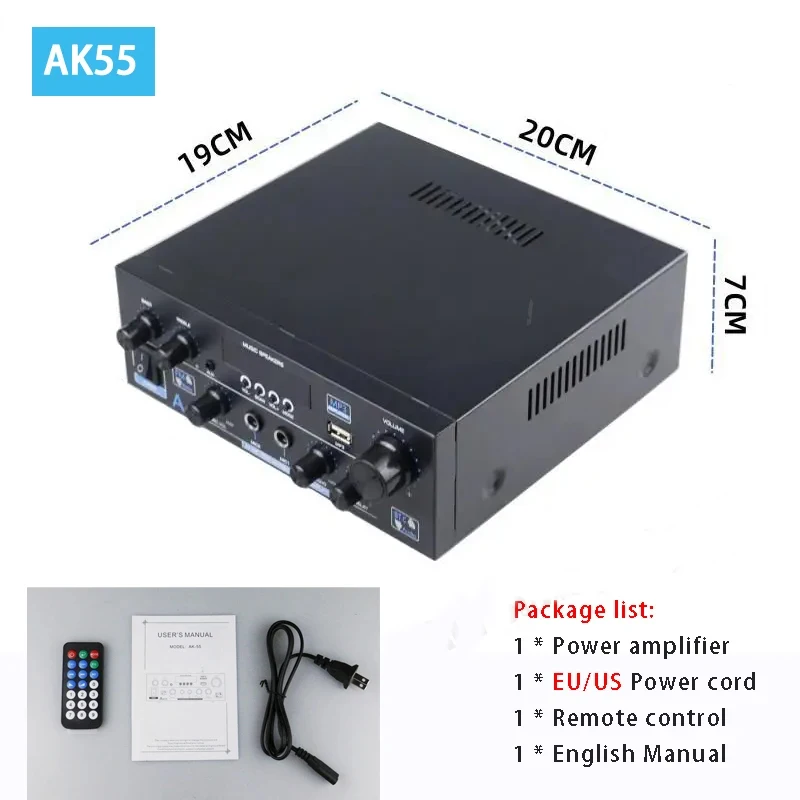 AK55/AK45/AK35 Hi-Fi цифровые усилители канал 2.0 Bluetooth усилитель объемного звука регулируемый аудиоусилитель для домашнего автомобиля USB FM