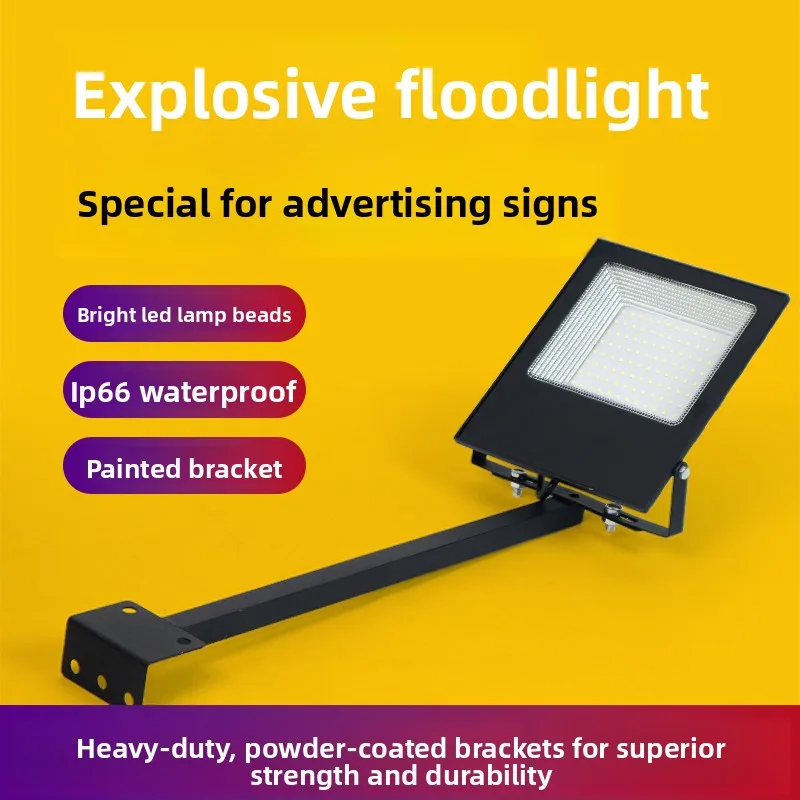 50W/100W/200W/400W LED Signboard Door Head Spotlight Billboard Outdoor Waterproof Plaqu Food Lamp For Store Facade Advertising