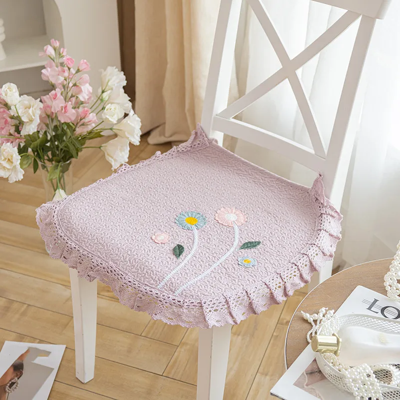 100% Cotton Chair Cushion Pad  Daisy Printed Dining Chair Cushion Luxury Simple Thin Breathable Four Seasons Universal Anti-slip