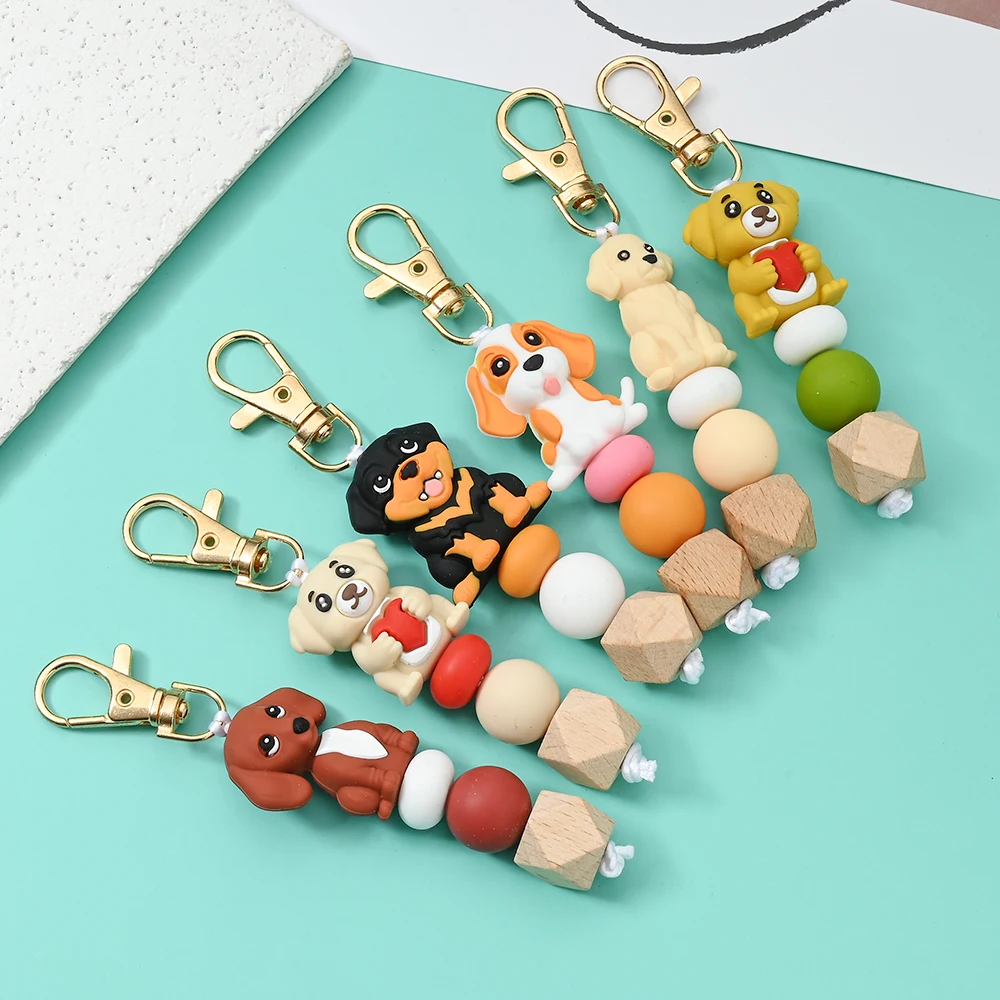 1pc Cartoon Silicone Puppy Stroller Hooks Decoration With Lobster Buckle For Keychain Handbag Accessory