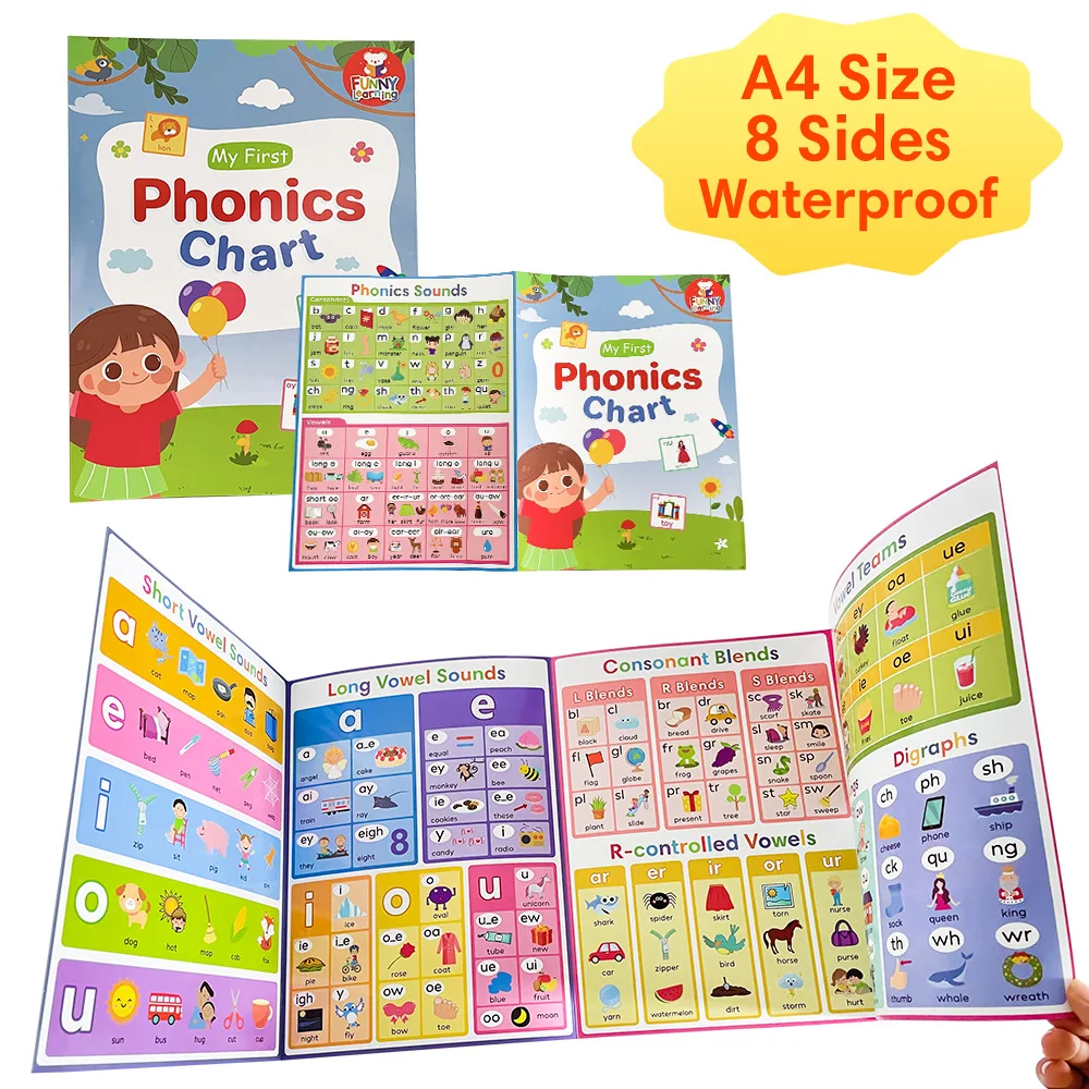 Phonics Chart for Kids English Pronunciation Rules Learning Poster Vowels Consonants Combinations Early Education