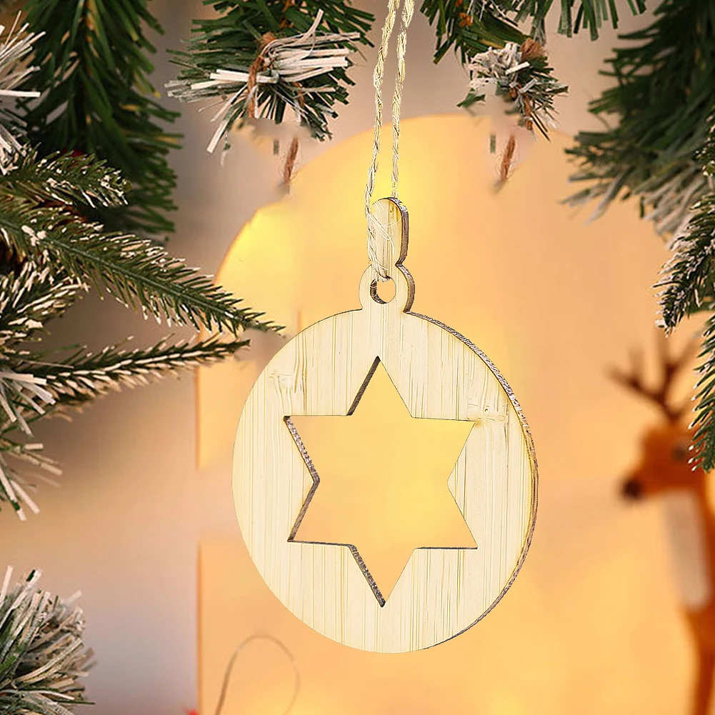 5PCS Nordic Style Hollowed-out Six-pointed Star Wooden Hanging Brand Garden Party Christmas Outdoor Decoration Accessories