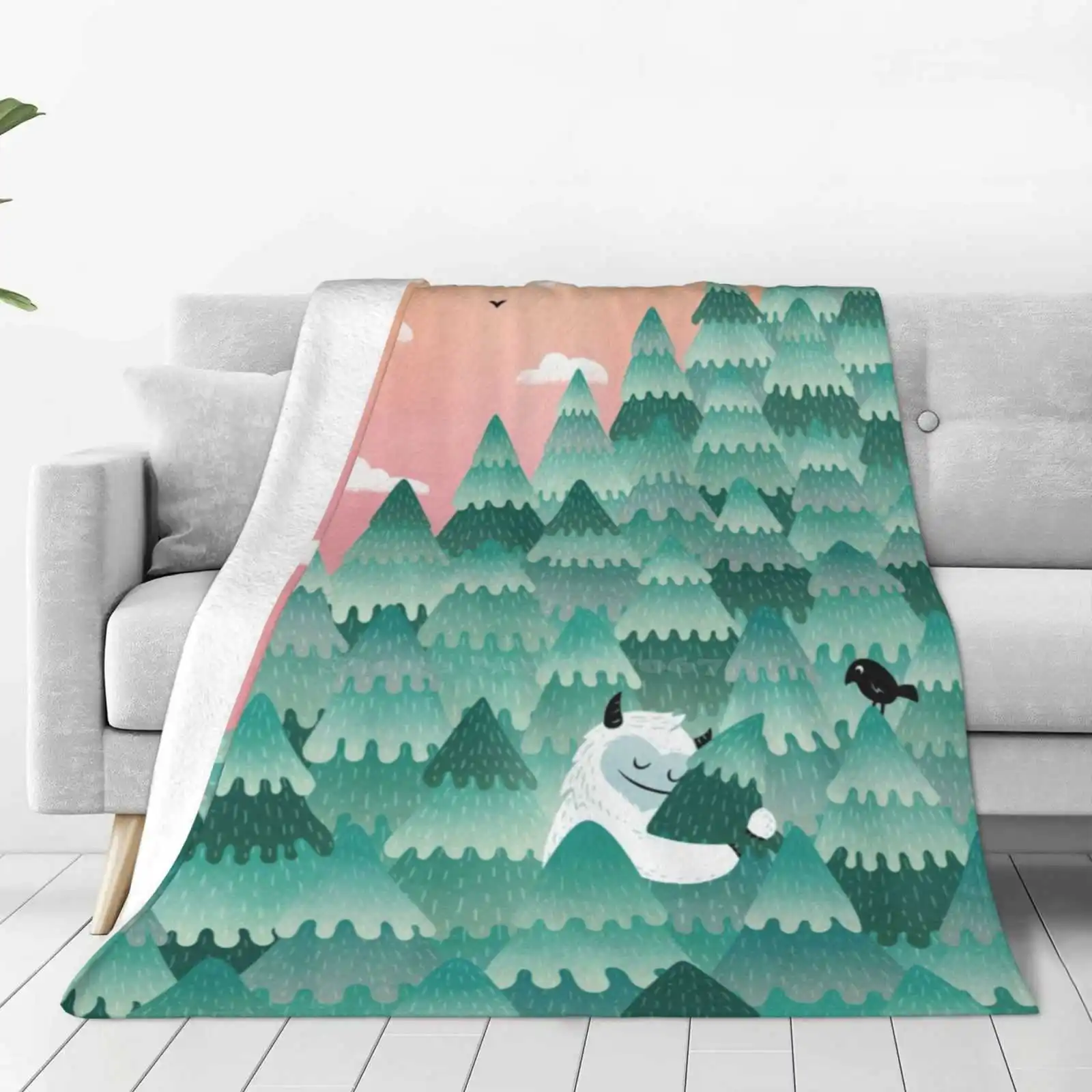 Tree Hugger ( Sunrise Version ) Latest Super Soft Warm Light Thin Blanket Monster Bigfoot Forest Woods Hug Love Sunrise Winter