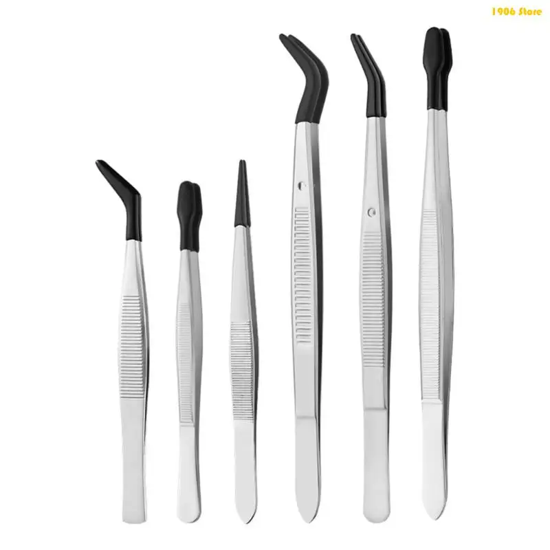 U1JB Rubber Tip Tweezers Not Marring Design Optimal For Handling Fragile Collectibles And Beauty Accessories