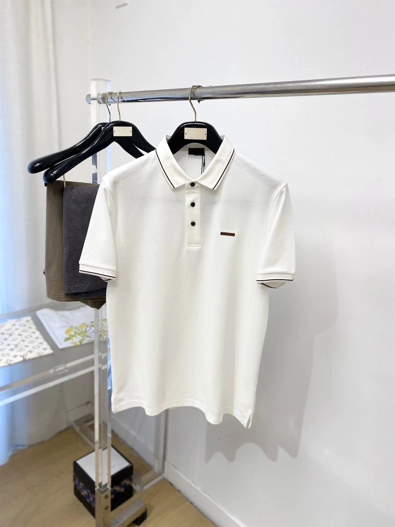 

Мужская рубашка в итальянском стиле с вышитой эмблемой, повседневная, с коротким рукавом, отложным воротником, дышащая, приталенная, летняя, модная, деловая