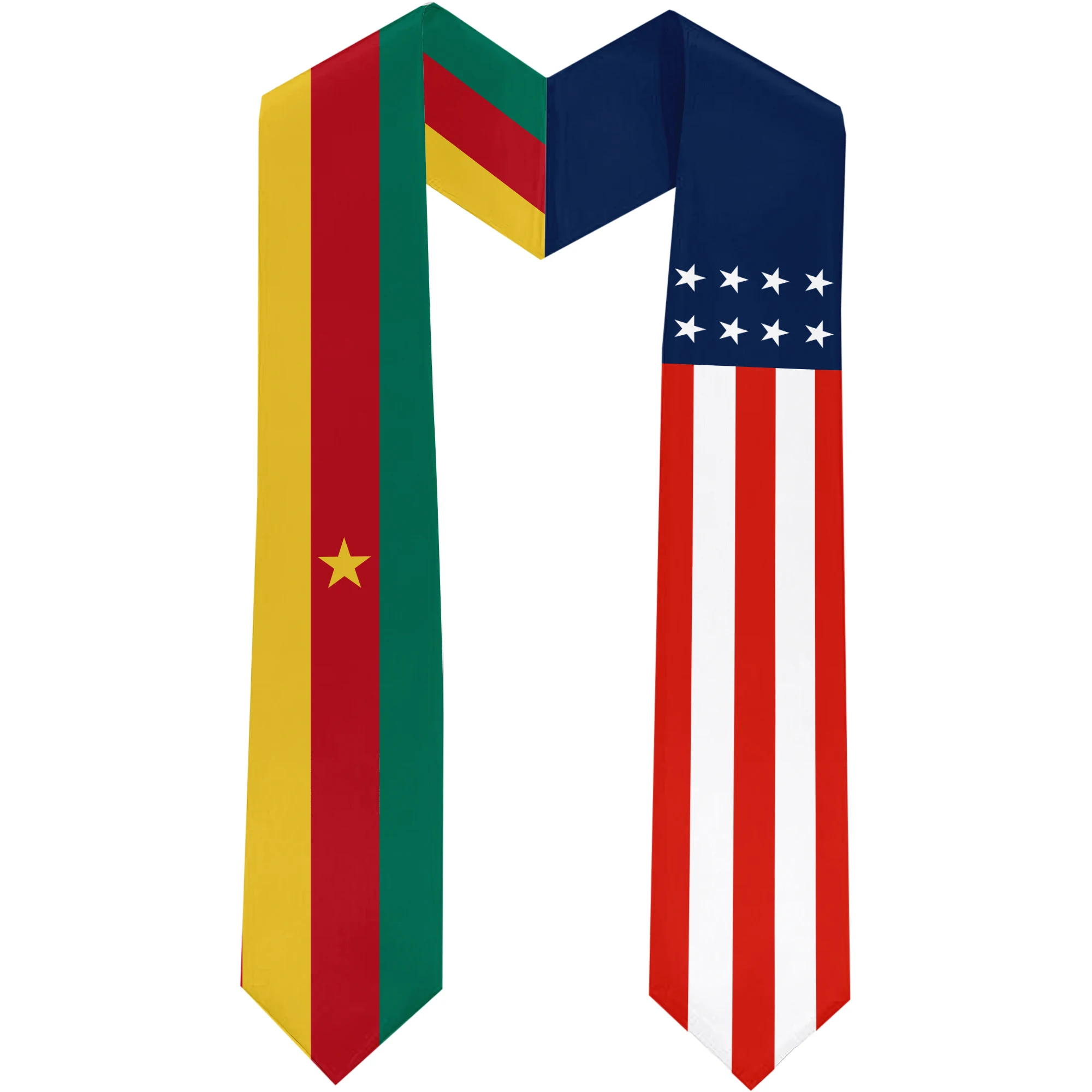 

13x180cm USA And Cameroon Flag Graduation Sash Bachelor Gown Accessory Graduation Sash Scarf