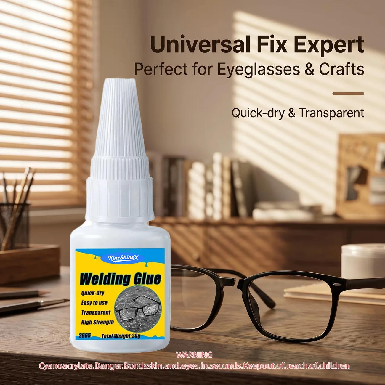 20 g Super Glue for Glasses Frames Repair and Bonding, Instant Strong Adhesive Lens Fixative,Multipurpose DIY Craft Adhesive