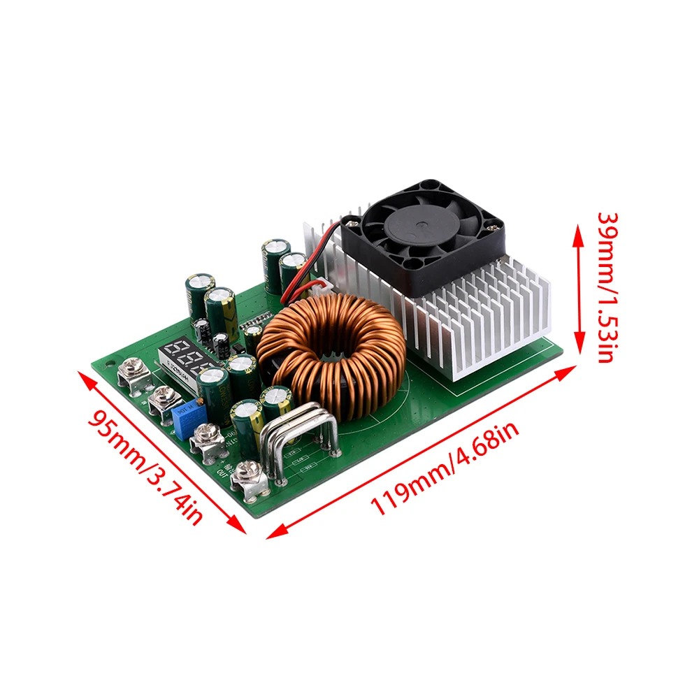 DC-DC High Power 1000W Adjustable Step-down Power Supply Module With Fan 25V-90V To 2.5V-50V Buck Converter 50A Constant Current