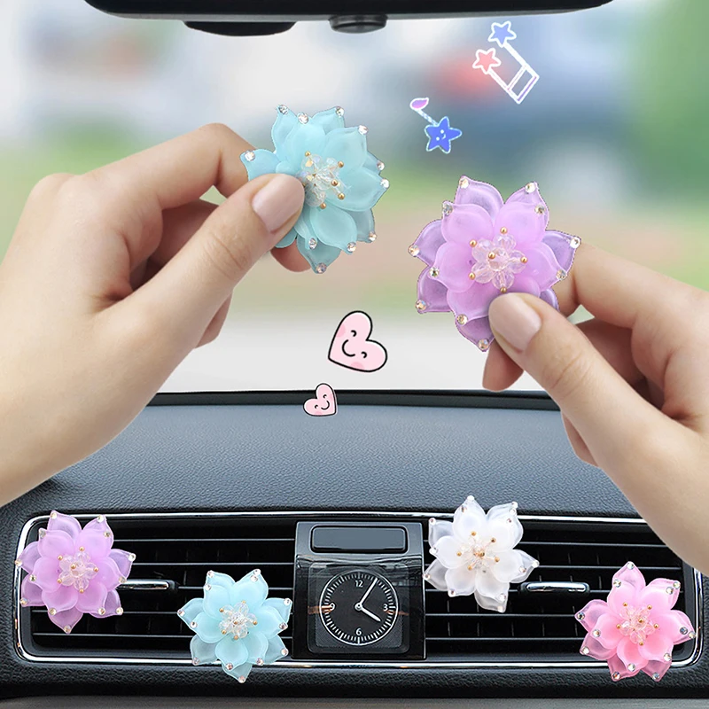 

2Pcs Lotus Car Air Freshener Clips Car Perfume Clips Aromatherapy Air Conditioning Ventilation Ornaments Car Interior Decoration
