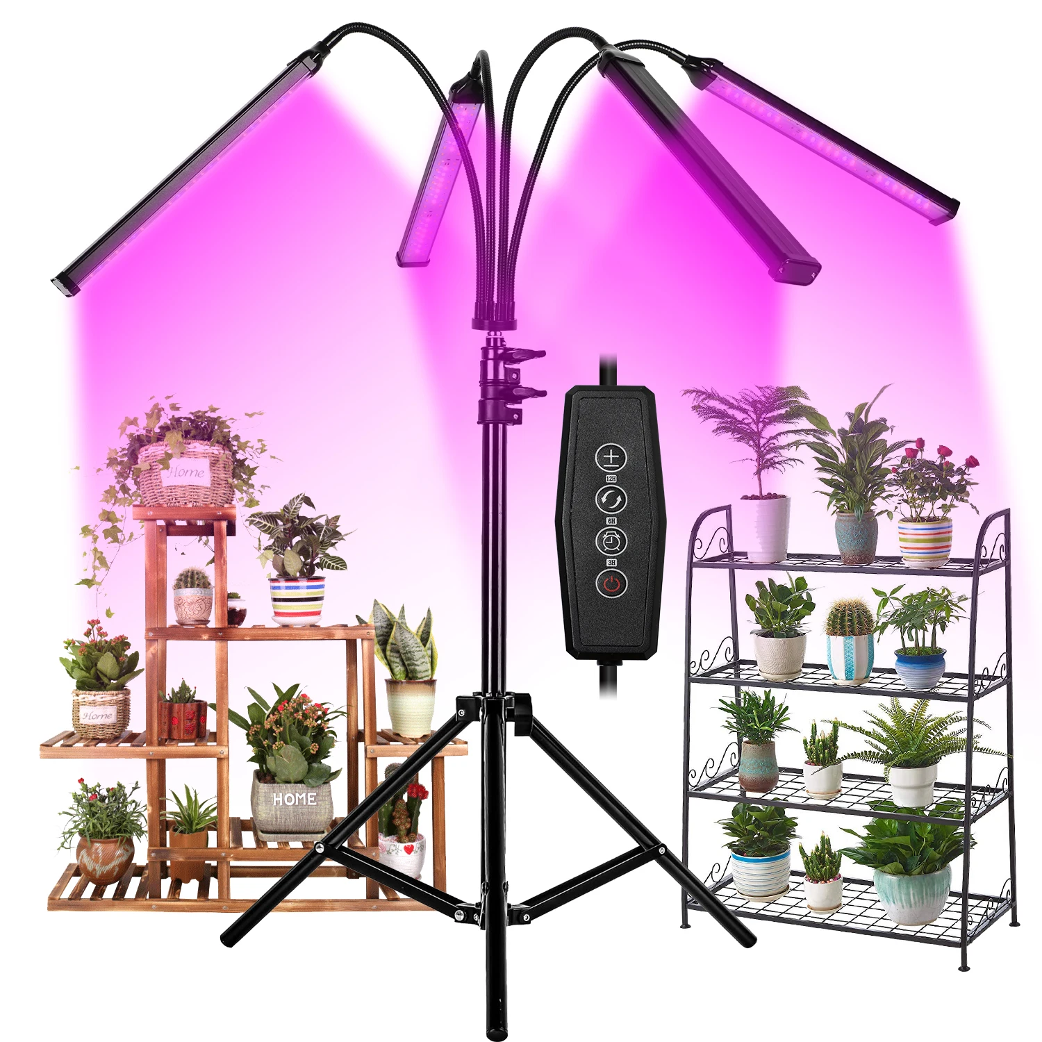 EU US stock no tax Dimmable 4  Head 36W LED Grow Lights with Red Blue Spectrum with Tripod Stand for Indoor Plants