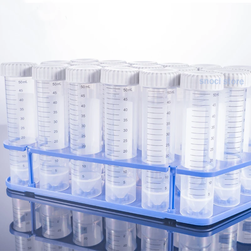 50ml Centrifuge Tubes 50ml Plastic Test Tube Self-Standing Sterile Tube DNase/RNase Free,Autoclavable，25Pcs/Pack With Rack