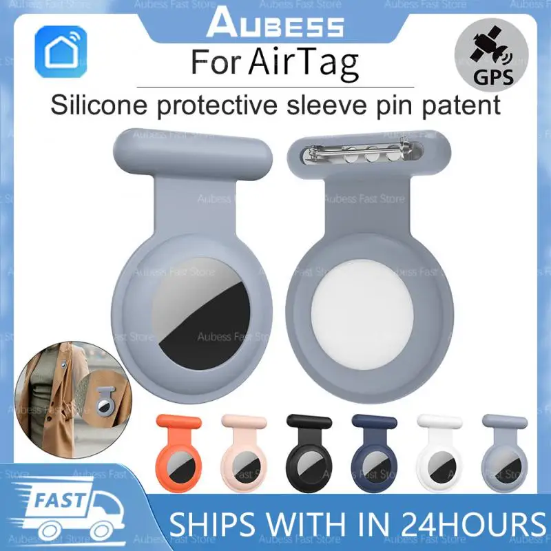 Hidden AirTag Holder GPS Tracker Case For Kids Silicone Air Tag Holder Case Hidden Brooch Invisible Pin Airtag Accessories