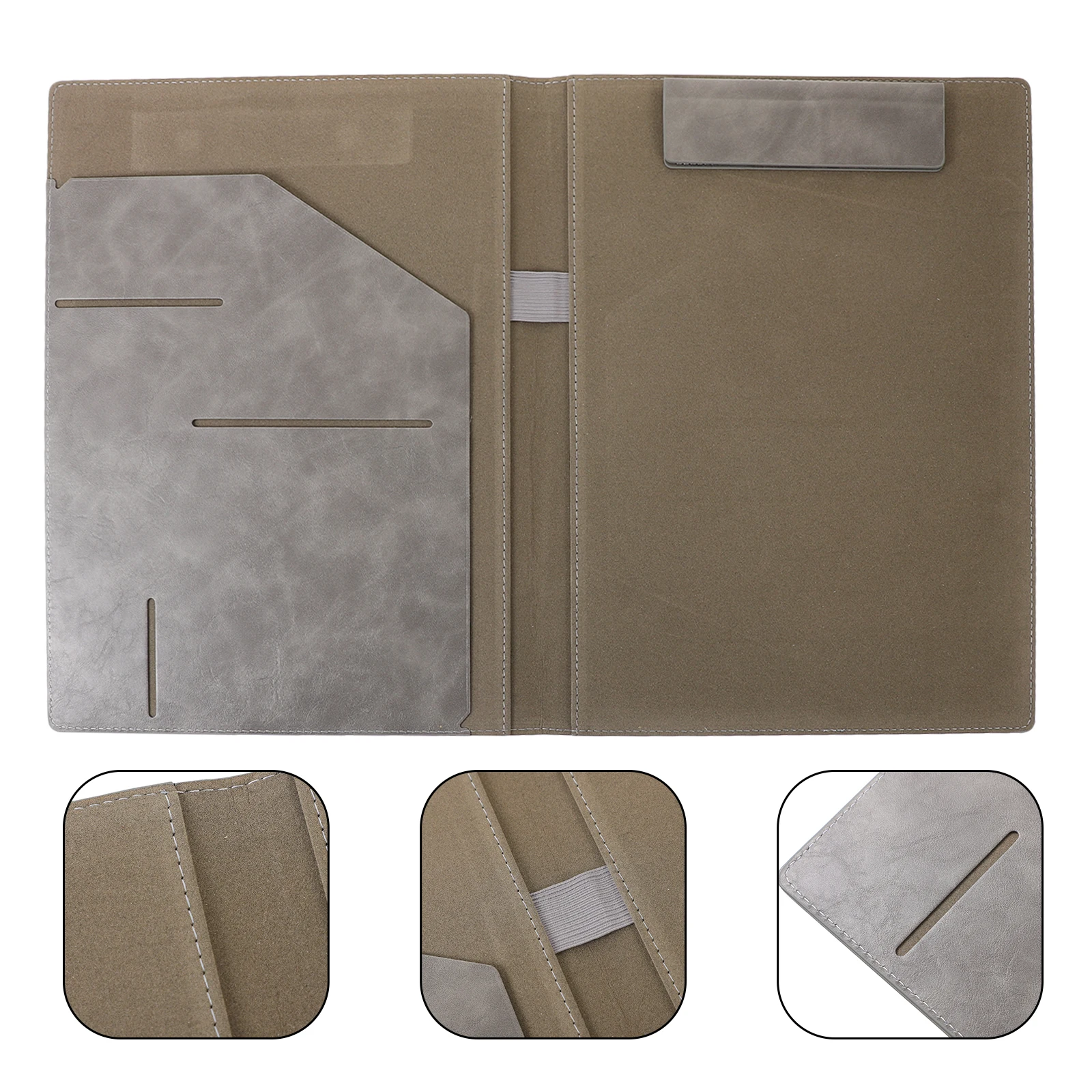 

Portfolio Folder Grey PU Wear Resistance Document Organizer Binder File Folders Resume Interview Business Multi