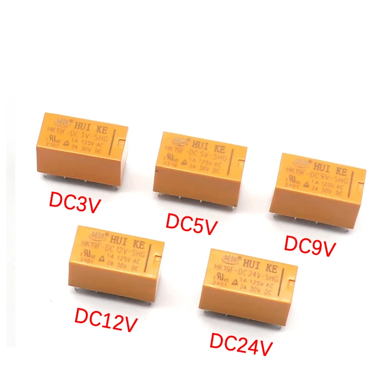 【3PCS】 HK19F-DC3V-SHG DC5V SHG HK19F-DC12V-SHG HK19F-DC9V-SHG HK19F-DC24V-SHG HK19F DC3V 5V 9V 12V 24VDC 8Pin 2A