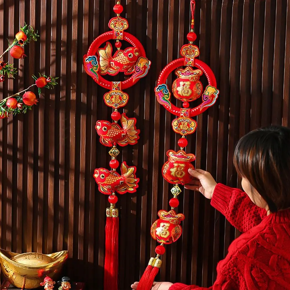 2025 Hangende Chinees Nieuwjaar Hangers Geluk Drievoudig Chinees Nieuwjaar Ornamenten Kwasten Rode Lente Festival Decoraties Thuis