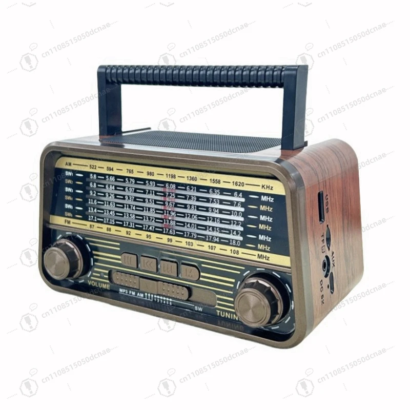 レトロ多機能カードbluetoothスピーカー、ポータブルマルチバンドレトロ木製ラジオ