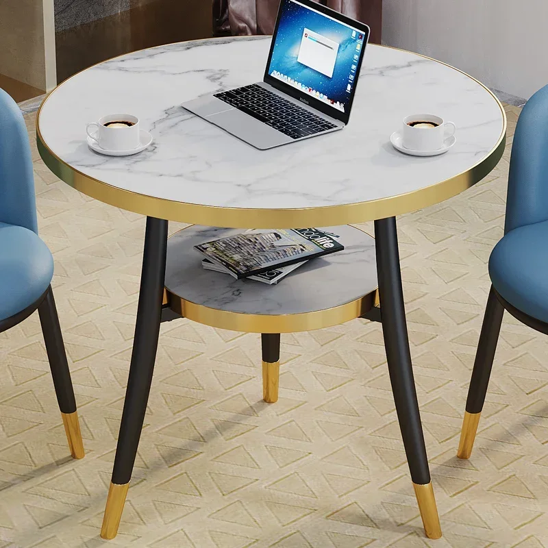

Золотой журнальный столик для ресторана, обеденный центр, минималистичный круглый черный журнальный столик, современная меза, боковая современная мебель Para Sala