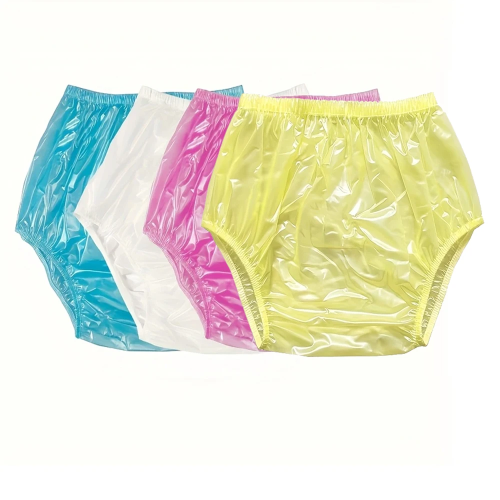 4pcs Adult Diaper Cover Incontinence Pull-on Plastic Pants Coat Color Transparent