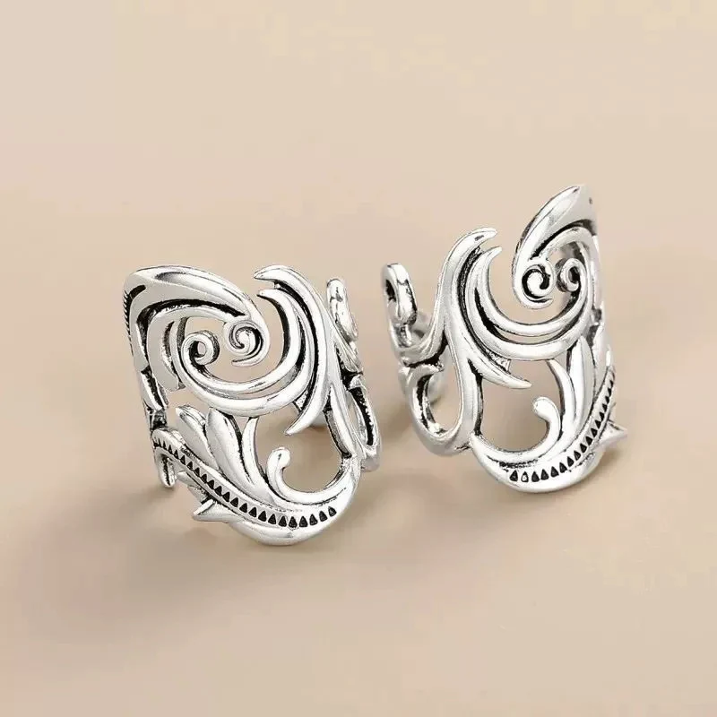 Retro Grass Pattern Ear Clip Female Personality Cool Leaves No Ear Holes Ear Buckle Trendy High End Earrings KOFSAC