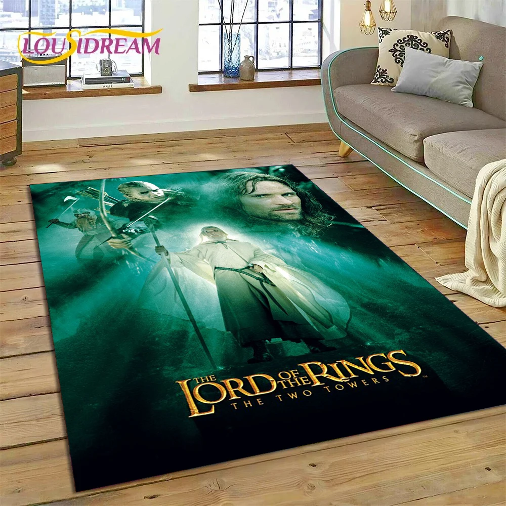 3D L-Lord of The Rings H-Hobbit Movie HD Rug Carpet for Living Room Bedroom Home Decor,Non-slip Decoration for Sofa Doormat Gift