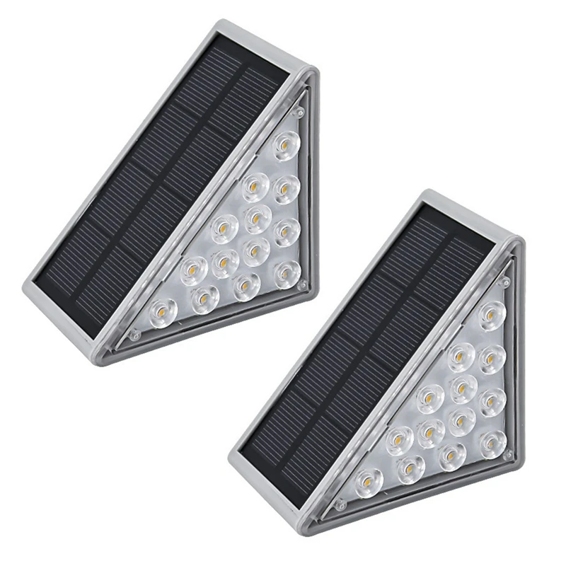 

【Hot Cake】Solar Stair Light Outdoor Home No Wiring Rainproof Gray Solar Step Light Ambience Light