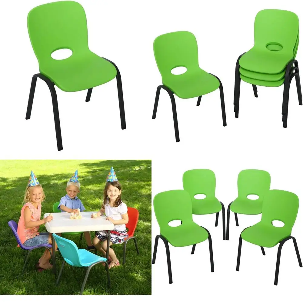 

Набор из 4 штук детских штабелируемых стульев лимонно-зеленого цвета