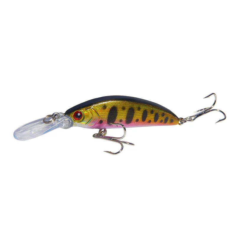 Isca Artificial Minnow Popular de Língua Longa 7cm/6g 1/10 Peças - Isca Rígida de Imitação Realista para Pesca de Longo Arremesso, Tipo Tomb Raider, Afundante