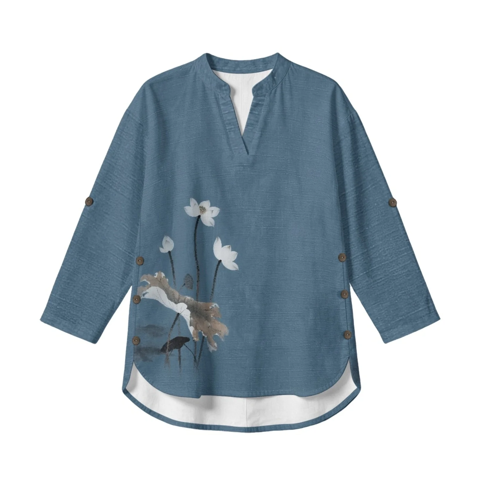 INSTANTARTS Roupas Feminina Women's Linen V-neck Shirt Flower Shirt for Women Blusas Elegantes De Mujer Tendencia 2026 S-3XL