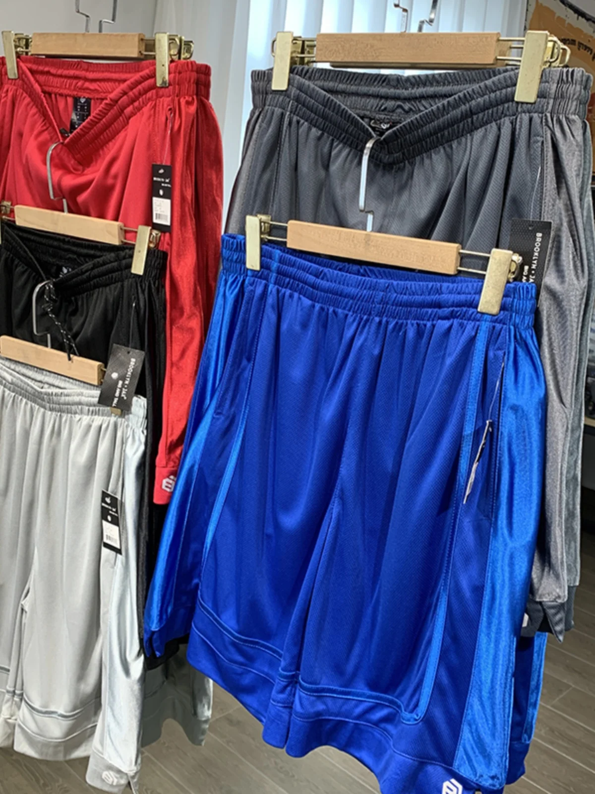 Shorts de basket-ball à poches brillantes pour hommes, fitness en plein air, sports décontractés, grande taille