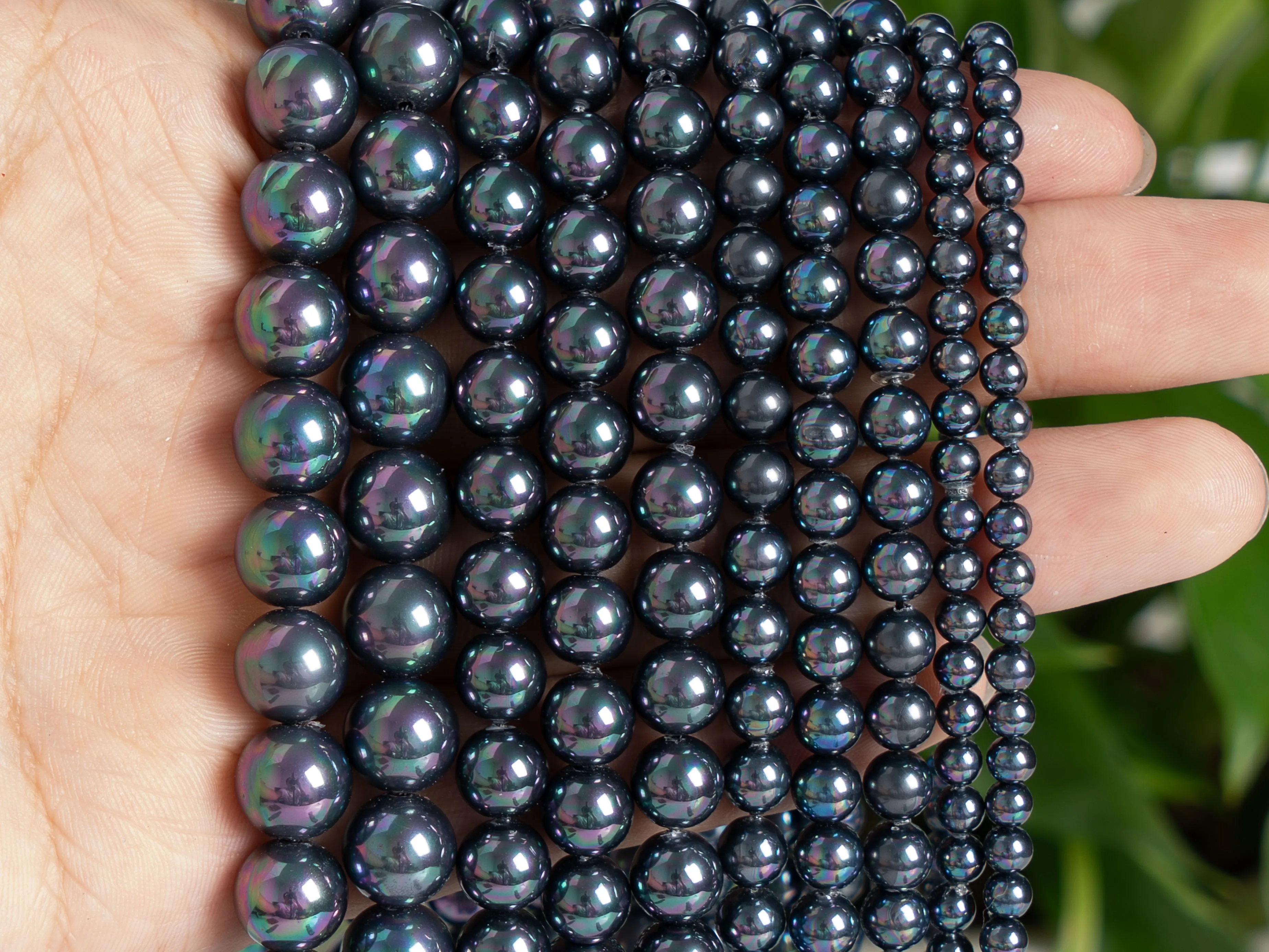 Colorful Black Imitation Pearl Beads Round Freshwater Natural Shell Pearl Loose Bead 4/6/8/10mm for Jewelry Accessories Making