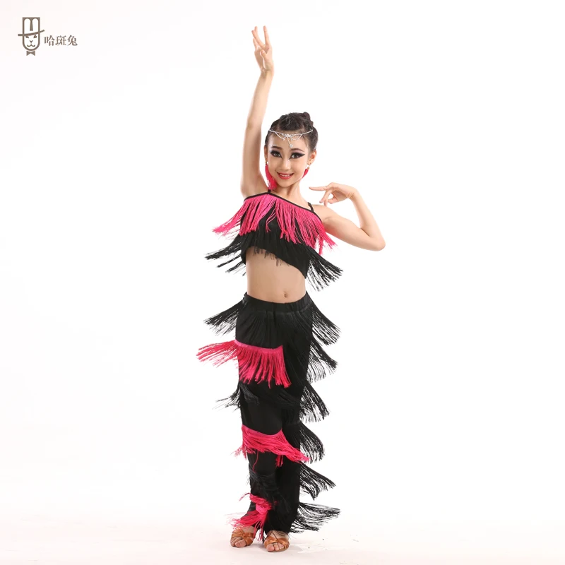 New Latin Dance Costume Training for Middle aged Children, Girls and Children High end Competition Professional Tassel Dance Ski