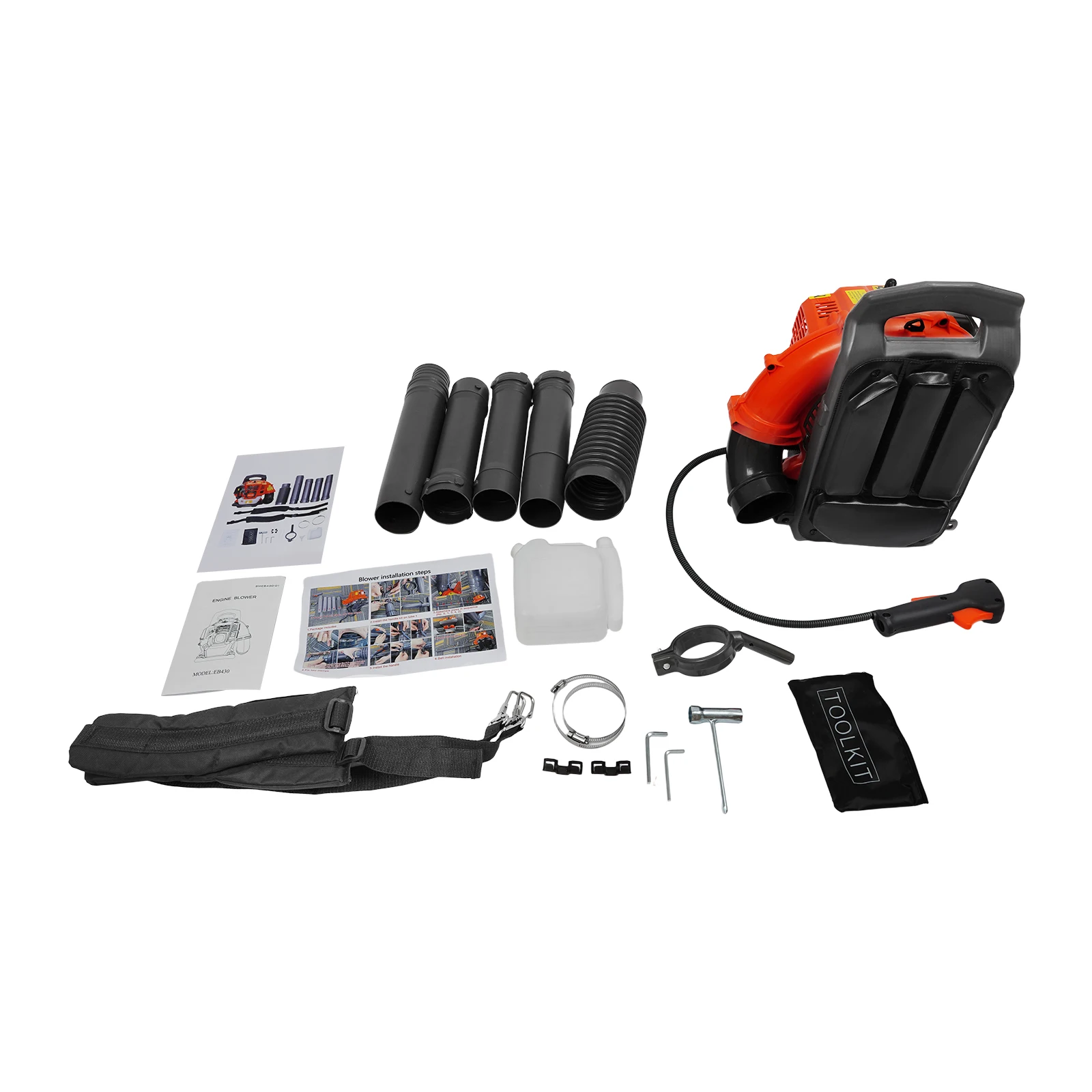Gas Leaf Blower 42.7CC 2-Stroke 720m³/h 6800RPM Commercial Backpack Gas Leaf Blower Grass Lawn Yard Dust Blowing Cleaning Tool
