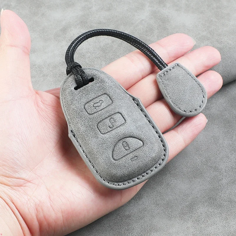 

3 + 1 Buttons Leather Car Remote Key Case Cover Shell Fob for Hyundai for Kia Tucson Sonata Santa FE Carens Protector Key Fob