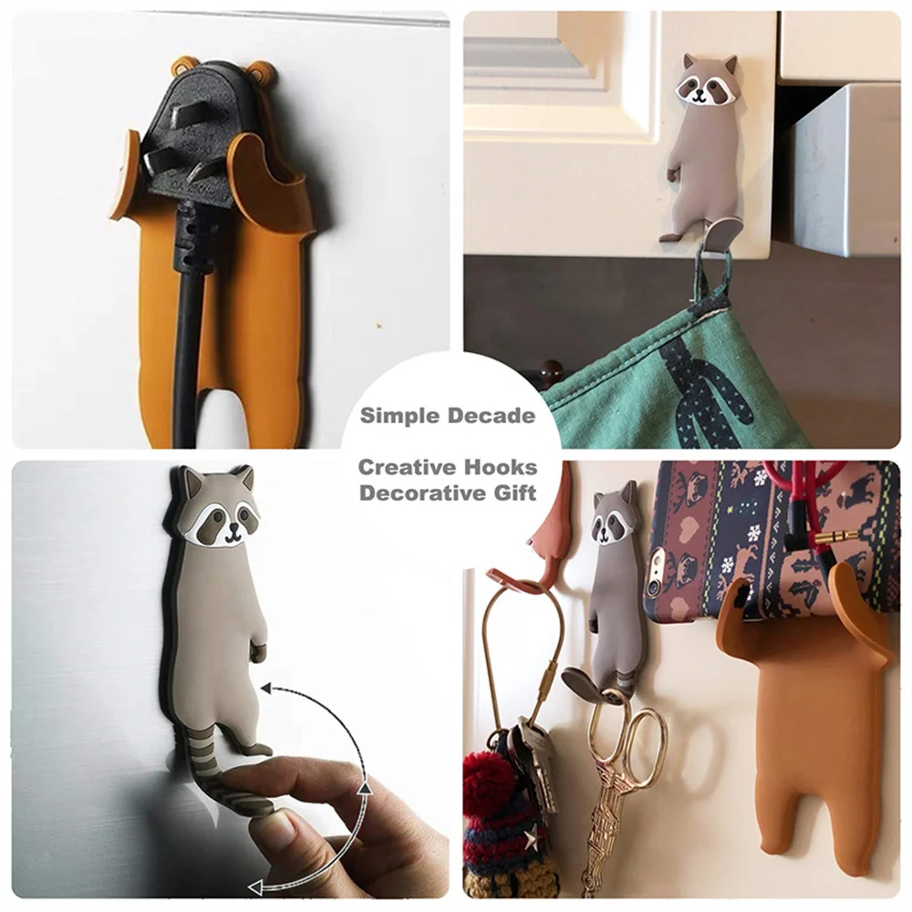 1 PC Animal Decorative Wall Hooks Pack Adhesive Hangers Durable Functional Self-Adhesive Waterproof Reusable Nailless Hanging