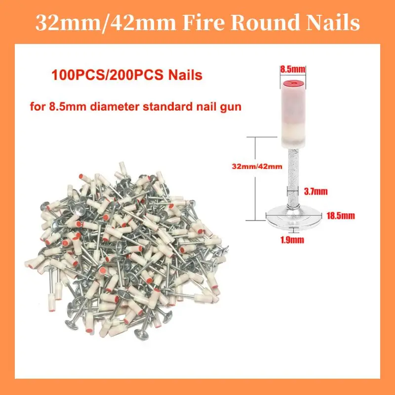 

100PCS/200PCS 32mm/42mm Round Nail Manual Fire Round Nail Gun Fixed Peg Ceiling Artifact Diameter 8.5mm For Large Ceiling Gun