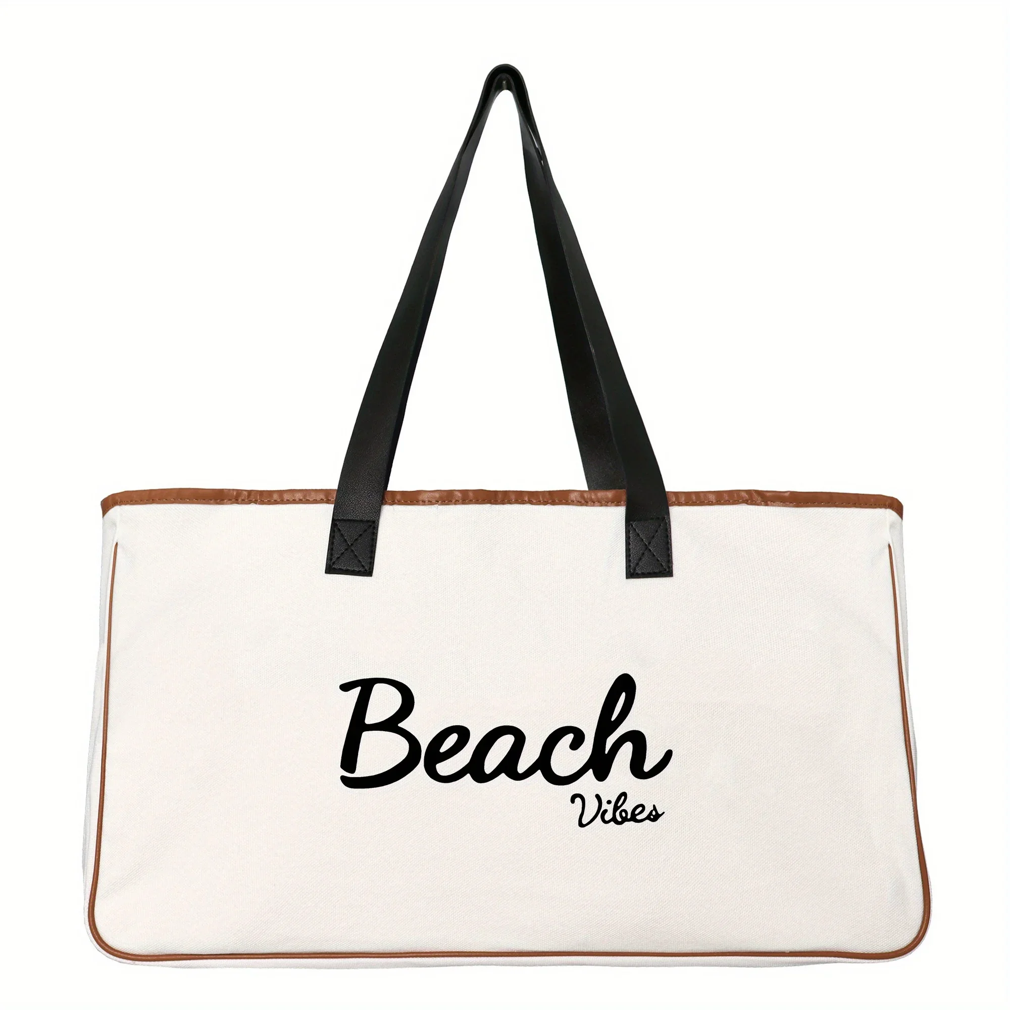 حقيبة كتف قماشية ذات سعة كبيرة ، هدية إبداعية ، طباعة أمامية للشاطئ ، حقيبة حمل ملونة ، كل مباراة ، كاجوال