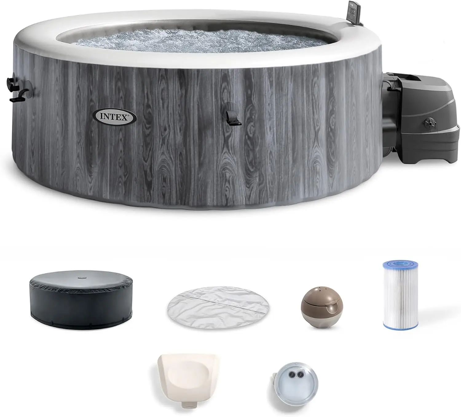 PureSpa 4 Person Inflatable Hot Tub with Energy-Efficient Spa Cover