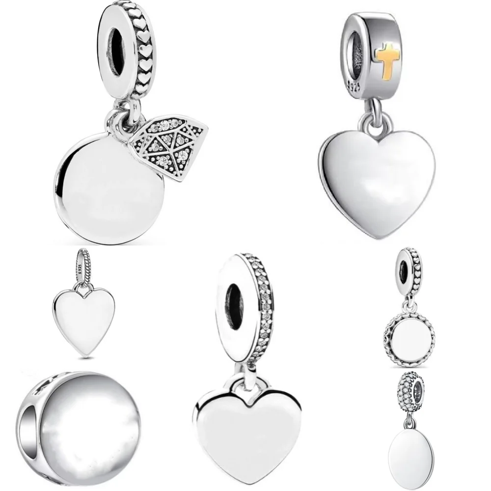 جديد 925 الفضة على شكل قلب مربع قلادة بها خرزات مناسبة لسوار أوروبي أصلي لتقوم بها بنفسك اكسسوارات مجوهرات رائعة